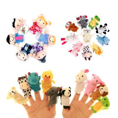 China Cloth Baby Plush Toy Finger Puppets Tell Story Props 10pcs Animals or 6pcs Family Doll Kids Toys Children GIF for sale