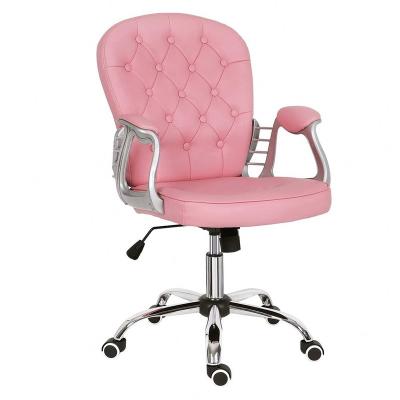 China Factory Price PU Leather Home Office Office Chair Swivel Pink Office Rotation Ergonomic Chair for sale