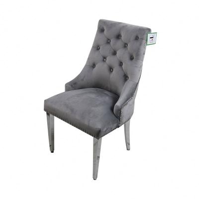 China Modern Modern Style Gray Velvet Fabric Solid Wood Dining Chairs For Dining Room for sale