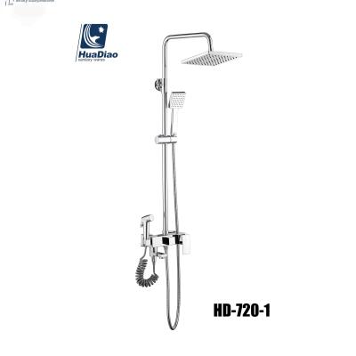 China With HUADIAO Slide Bar Bathroom 4 Way Shower Set With Slider Bar And ABS Shower Tub Shower Mixer Faucet With Shattaf for sale