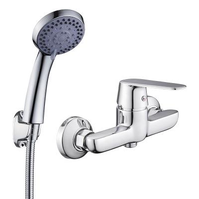 China Without HUADIAO Slide Bar Bathroom Shower Wall Mounted Faucet With Shower Head Bathtub Water Faucet Bathroom Accessories Bath Mixer for sale