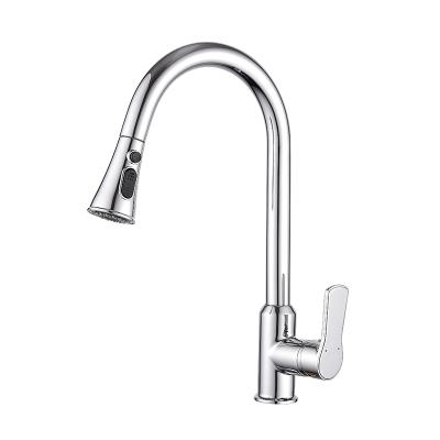 China Modern HUADIAO Chrome Nickel Pull Out Faucet, Deck Mounted Kitchen Sink Faucet, Brass Kitchen Faucet for sale