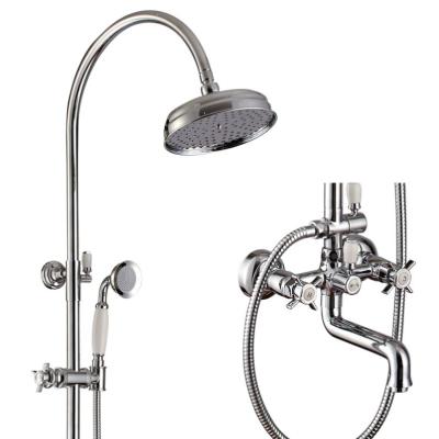 China With Sliding Bar Betrayal Zinc Handle Classic Ceramic Diverter Sliding Bar Shower Head Spout Telephone Handset Shower Brass Set for sale