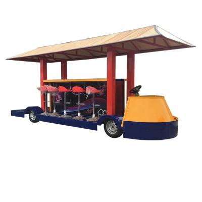 China Outdoor vegetable processing plant pedal bus for city travel electric bike tricycle beer bar open top guided bus for sale for sale