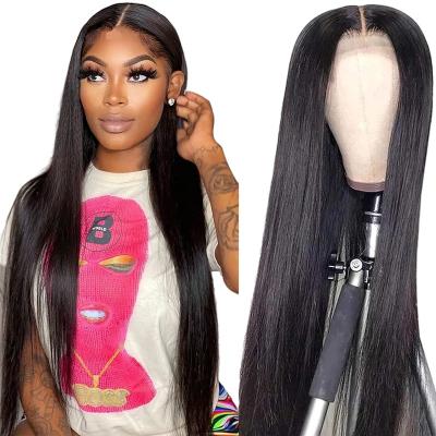 China Indian Raw Straight Cuticle Aligned Virgin Hair Lace Front Wig Wholesale Hair Full HD 5X5 Lace Closure Virgin Hair Wig For Black Women for sale