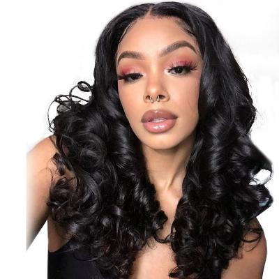 China AMZ Wave Hair Wave 4x4 Lace Closure Wig Brazilian Raw Loose Virgin Human Hair Cuticle Aligned Hair Lace Wig For Black Women for sale