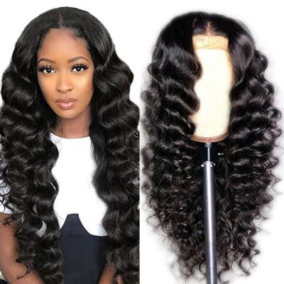 China Mink Brazilian Virgin Human Hair Glueless Full Lace Wig 4x4 5x5 HD Wave Frontal Wig Cheap Deep Curly Transparent Lace Frontal Closure for sale