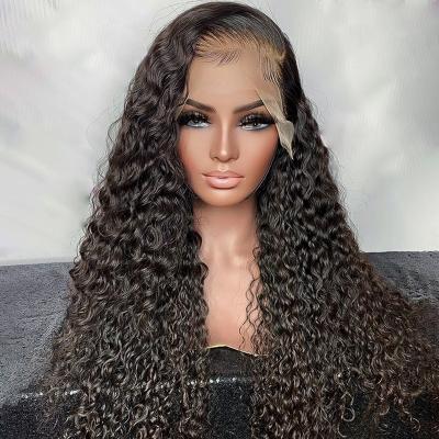 China Virgin Human Hair Peruvian Curly Lace Front Wig Vendor Water Wave Lace Front Human Hair HD Wig Full Lace Front Wig For Black Women for sale