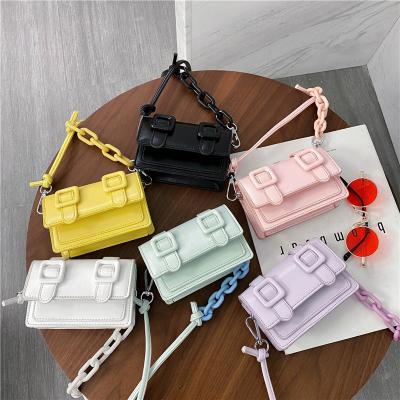 China High Quality Wholesale Mini Women Candy Colors Bags PU Messenger Shoulder Bag Yellow Leather Cross - Body Bag For Women for sale