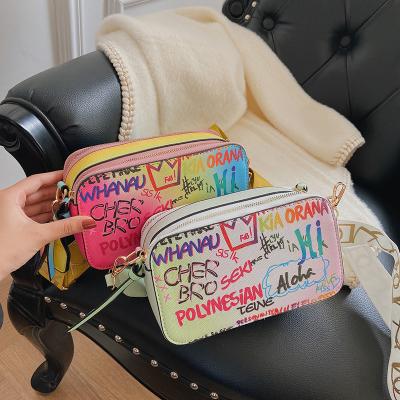 China High Quality Mini Women Graffiti Small Tote Candy Colors Bags PU Leather Messenger Shoulder Bag Crossbody Bag For Women for sale