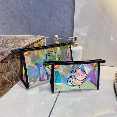 중국 Wholesale Durable Zipper Cartoon Laser Makeup Bag Casual Cosmetic Bag Travel Makeup Bag For Women Girls 판매용