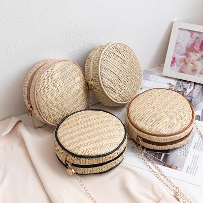 China Lady Handbag Eco Friendly Straw Ladies Handbag Beach Straw Shoulder Bags Round Rattan Bag For Travel Te koop