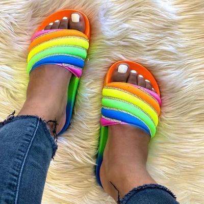 중국 Ladies 2021 Summer Trendy Women Sandals Eva Outsole Sandals Soft Slides Bling Fashion Trend Female Ladies Glitter Diamond Rhinestone Slippers 판매용