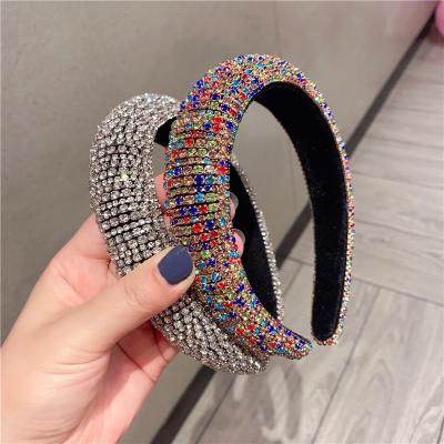 중국 Designer 2021 Smart Color Headband Hair Accessories Hair Bands Headband Designer Rhinestone Hairband Faux Diamond Headband Luxury Bling Headband For Women 판매용