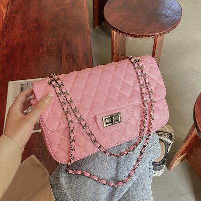 China 2021 Summer Mini Handbags High Quality Shoulder Bag Fashion Handbags/Stainless Steel Chain Solid Color Premium Chain Ladies For Women zu verkaufen