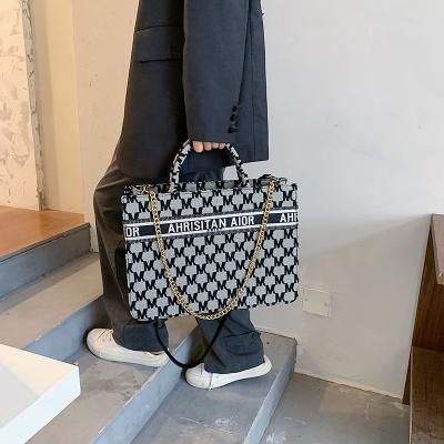 China High Quality Luxury Brand Plaid Messenger Shoulder Bags Elegant Women Black Casual Tote Ladies Handbags en venta