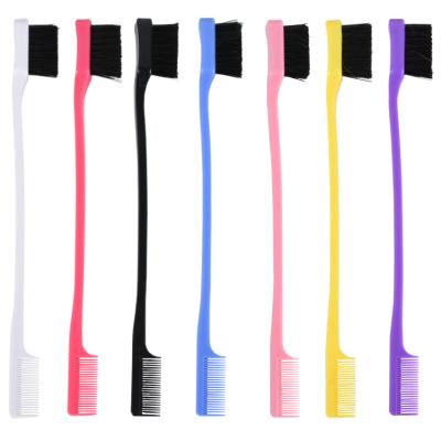 China Small Mini Natural Cosmetic Hair Care Private Label Plastic Rat Tail Soft Hair Double Sided Pintail Edge Control Broom for sale