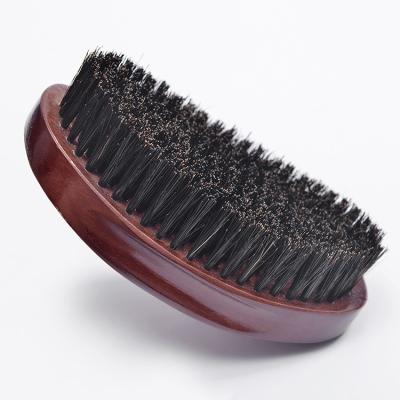 China Custom Black Oval Bristle Curved Barber Beard Brush Logo Shape Boar Shaving Brush For Men Grooming Without Handle for sale