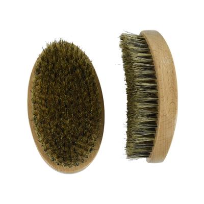 China Boar 100% Hair Men Round Wave Curved Duct Beard Care Brush Straighten Palm Massage Hair Brush for sale