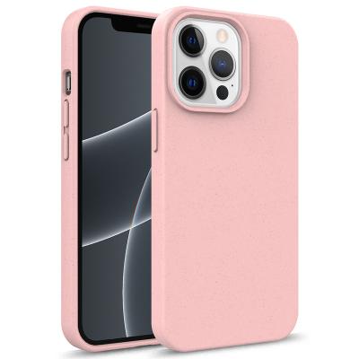 China Shockproof Natural Wheat Straw Phone Case for Iphone 13 6.1 max biodegradable cover 13 pro 6.7 case, eco-friendly cell phone case bag for sale