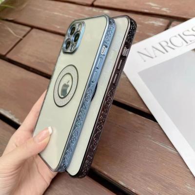 China Shockproof Camera Bling Diamond Clear Phone Case For Iphone 13 12 12 pro X XR XS MAX Big Logo Hole Tpu case for sale