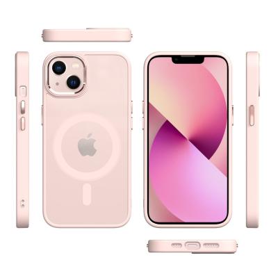 China High Clear Premium Magsafing TPU PC Combo Case Shockproof For Iphone 14 Pro 13 12 Max Mini With Candy Color Frame Phonecase for sale