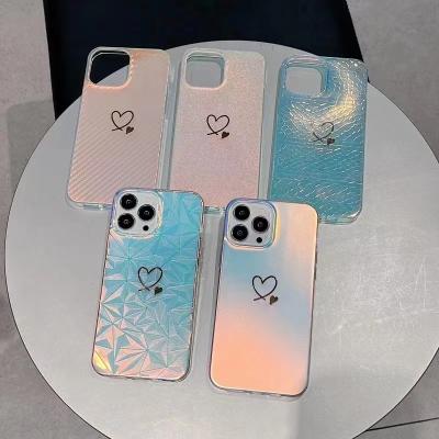 China Shockproof Cute Laser Aurora Crocodile Bling Phone Case Laser Lovers Phone Case For Iphone 11 12 13 pro Max Double Love Case for sale