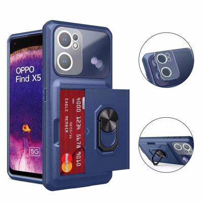 China Shockproof Stick to Card Holder Phone Case for Oppo Find X5 PRO RENO 7 Realme 9I Realme 9 pro plus Card Storage Armor Cellphone Case for sale