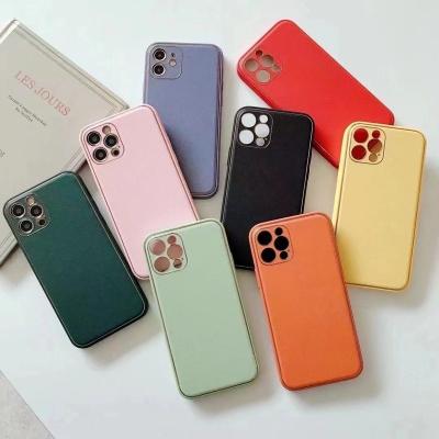 China Shockproof Classic Style Luxury Leather Plated Phone Case For Iphone 13 pro Max Mini Anti Slip Oil Side 12 11 PC Case for sale