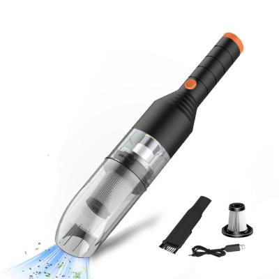 China Wet& Dark Orange Button Dry With Black Body Chargeable High Suction 120W 4000-6000PA 450ML USB Design Car Vacuum Cleaner For Home Use for sale