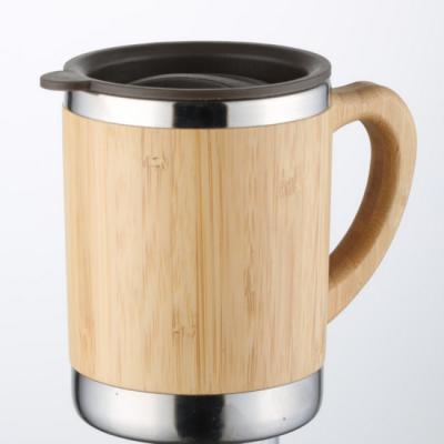 China Sustainable Factory Selling Customized Logo Stainless Steel Bamboo Coffee Mug Directly for sale