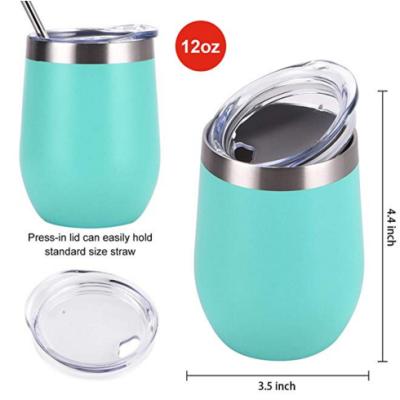 China Custom Sustainable Double Wall Reusable 12 Oz Stainless Steel Insulated Thermal Wine Tumbler With Lid for sale