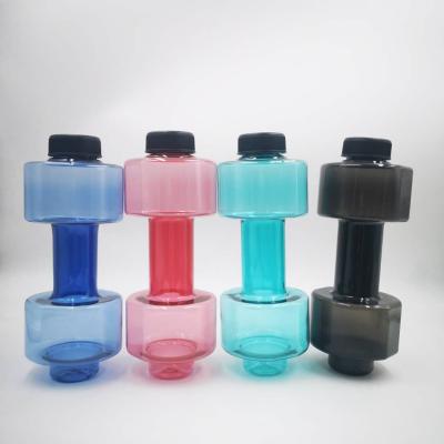 China Sustainable 550ml Water Bottle Weighs Dumbbell Shape Plastic Sport Shaker Water Bottle for sale