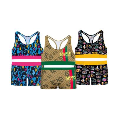 China QUICK DRY custom printed sportswear wholesale summer 2 piece short sets work out sport suit yoga set itness for sale