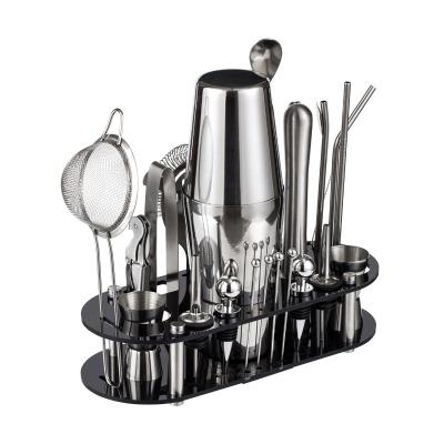 중국 Bartender Kit The Best 10 Professional Cocktail Shaker Set 2022 Double Wall Acrylic Cocktail Shaker Kit 23pcs Stand Bartender Kit Bar Tools 판매용