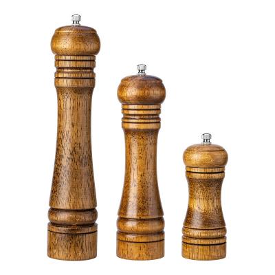 Κίνα Viable Round Shape 5 8 10 Inch Manual Oak Wood Pepper Grinder Mechanism Spice Salt And Pepper Grinder Set For Pepper προς πώληση