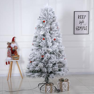 China USA Pine Cone Pine Needle Head PVC Lamp Red Warm White Snow Polishing Fiber Christmas Decoration Christmas Tree for sale