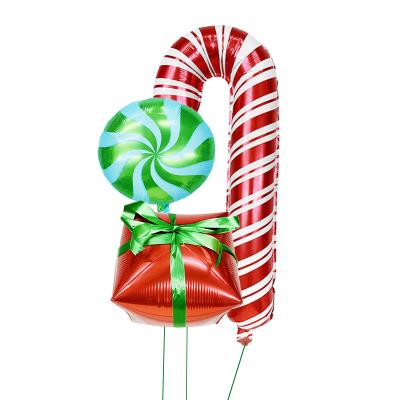 China Party Holiday Festive Balloon Set Santa Claus Candy Cane Christmas Balloons Foil for sale