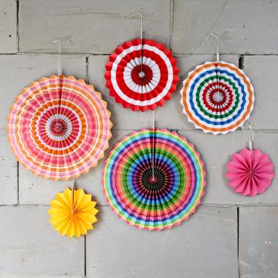 China China 6 Pieces Garland Flower Garland Wedding Three-dimensional Paper Fan Party Decoration Colorful Paper Fan Set for sale