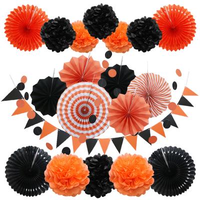 China China Party Decoration Set Arrangement Promotional Gift Orange Hand Held Paper Fans Portable Colorful for sale