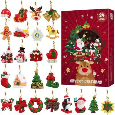 China Christmas 24 Piece Christmas Countdown Advent Calendar Toys Christmas Hanging Christmas Tree Ornaments for sale