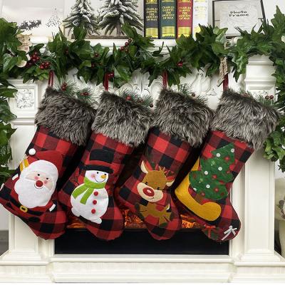 China Wholesale Custom Chistmas Day Kids Cute Gift Hanging Santa Luxury Stocking Decoration Cotton Christmas Sock for sale