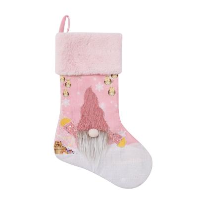 China Wholesale Chistmas Day 2021 Socks Gifts Christmas Decoration Christmas Gift Bag Pink Socks for sale