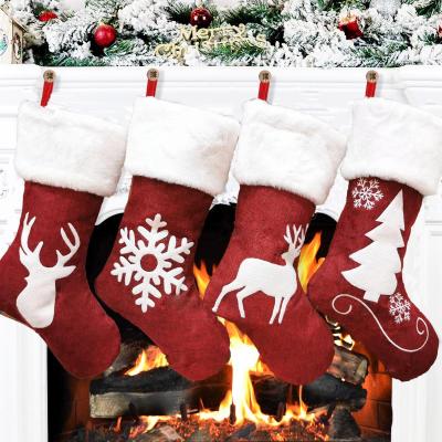 China Chistmas Day Christmas Gift Stocking Party Decoration Large Fuzzy Christmas Socks For Child Supplies for sale