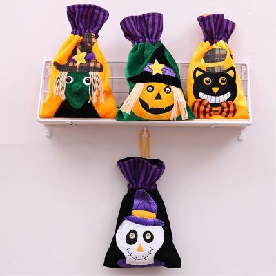 China Halloween Halloween Plush Candy Bag Pumpkin Trick or Treat Bag Party Drawstring Gift Sweet Halloween Bags for sale