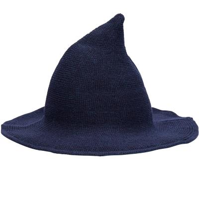 China Halloween Wool Barred Foldable Knitted Hats Fancy Dress Cosplay Costume Wizard Witch Hat Halloween for sale