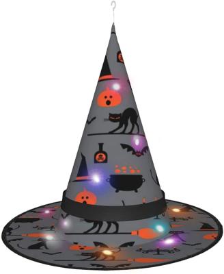 China Striped Adult Costume Halloween Wizard Witch Hat Halloween Party Prop Led Hat With Buckle for sale