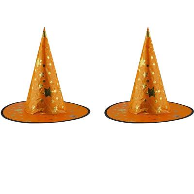 China Striped Halloween Party Children's Costume Decoration Orange Wizard Halloween Hats for sale