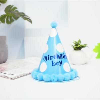 China One Year Old Happy Birthday Party Hat Child Party Hat Hairy Adult Baby Birthday Crown Birthday Decoration for sale