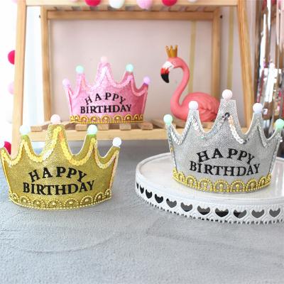 China Birthday Led Glowing Party Decoration Hat Kids Happy Birthday Hat Adult Prince Princess Led Birthday Hat for sale